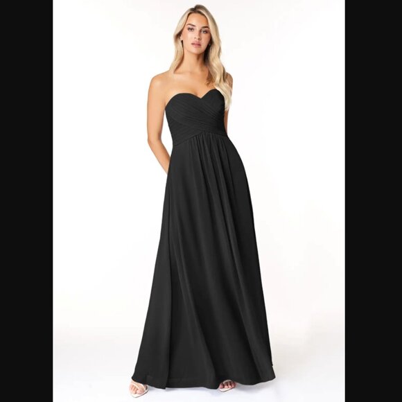 Azazie Dresses & Skirts - Azazie Yazmin Strapless Black Chiffon Dress